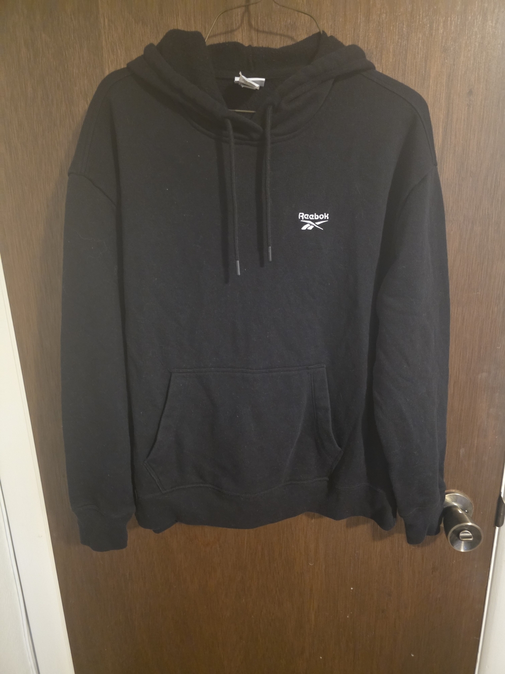 Reebok Black Pullover Hoodie with Small White Logo